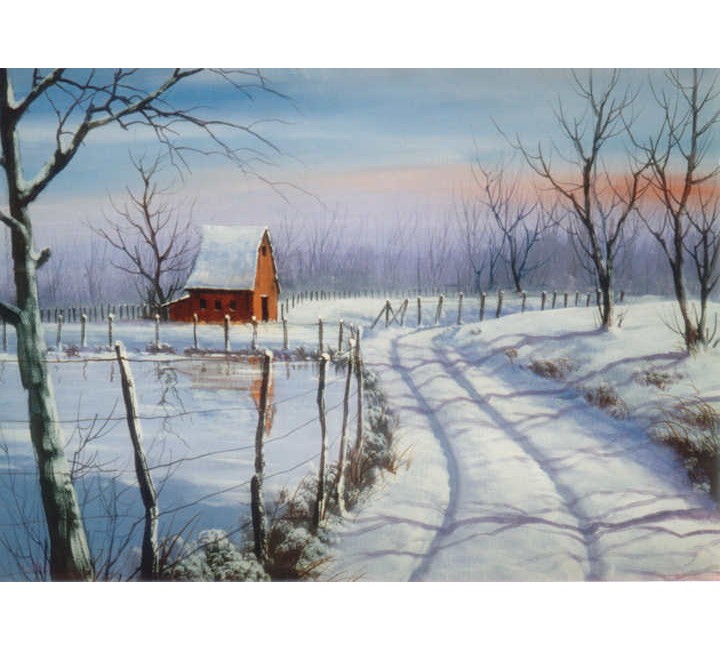 8891 Red Barn in Snow 8891 Red Barn in Snow